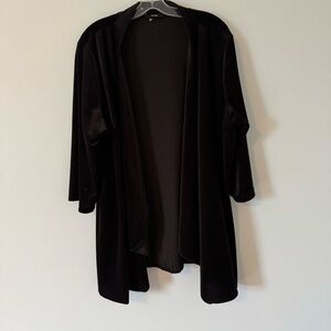 Majora Elegant Black Lagenlook Women's velvety waterfall Ribbed Sweater L/XL